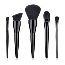 Wholesale Profession High Quality 5Pcs Black  Handle Travel Cosmetic Brushes Flat Foundation Blush Makeup Brushes Set